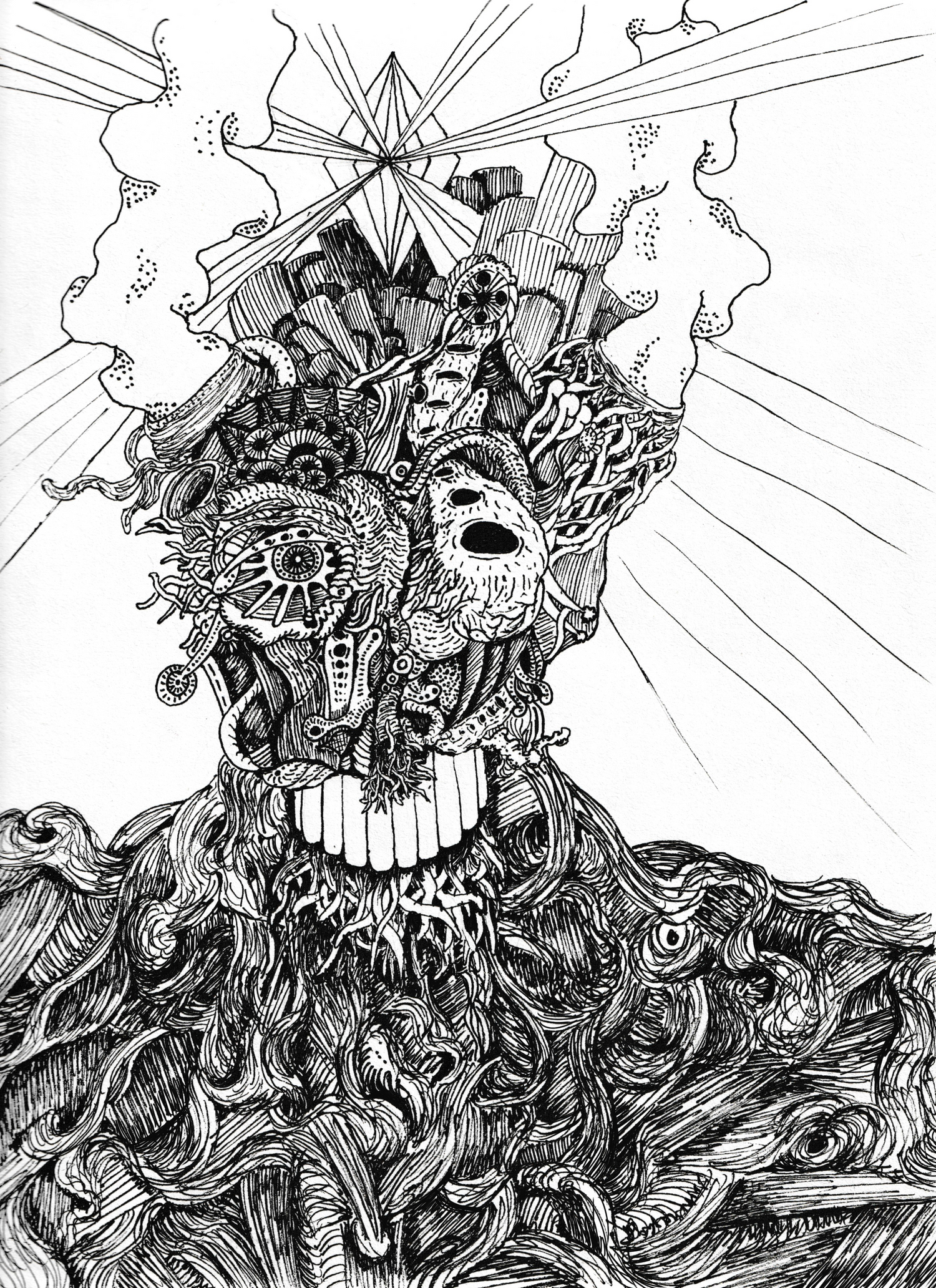<img src="portrait of an alien.png" alt="black and white ultra detailed fineliner drawing of an alien species created by chief drawing bob is the aliens name">